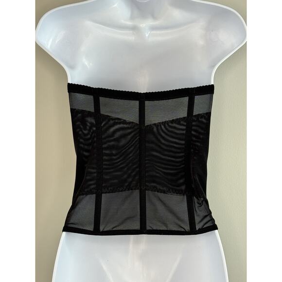 Black Lace Mesh Corset Bustier Top S/M Strapless Gothic Y2K Grunge Edgy Clubwear - Picture 3 of 10
